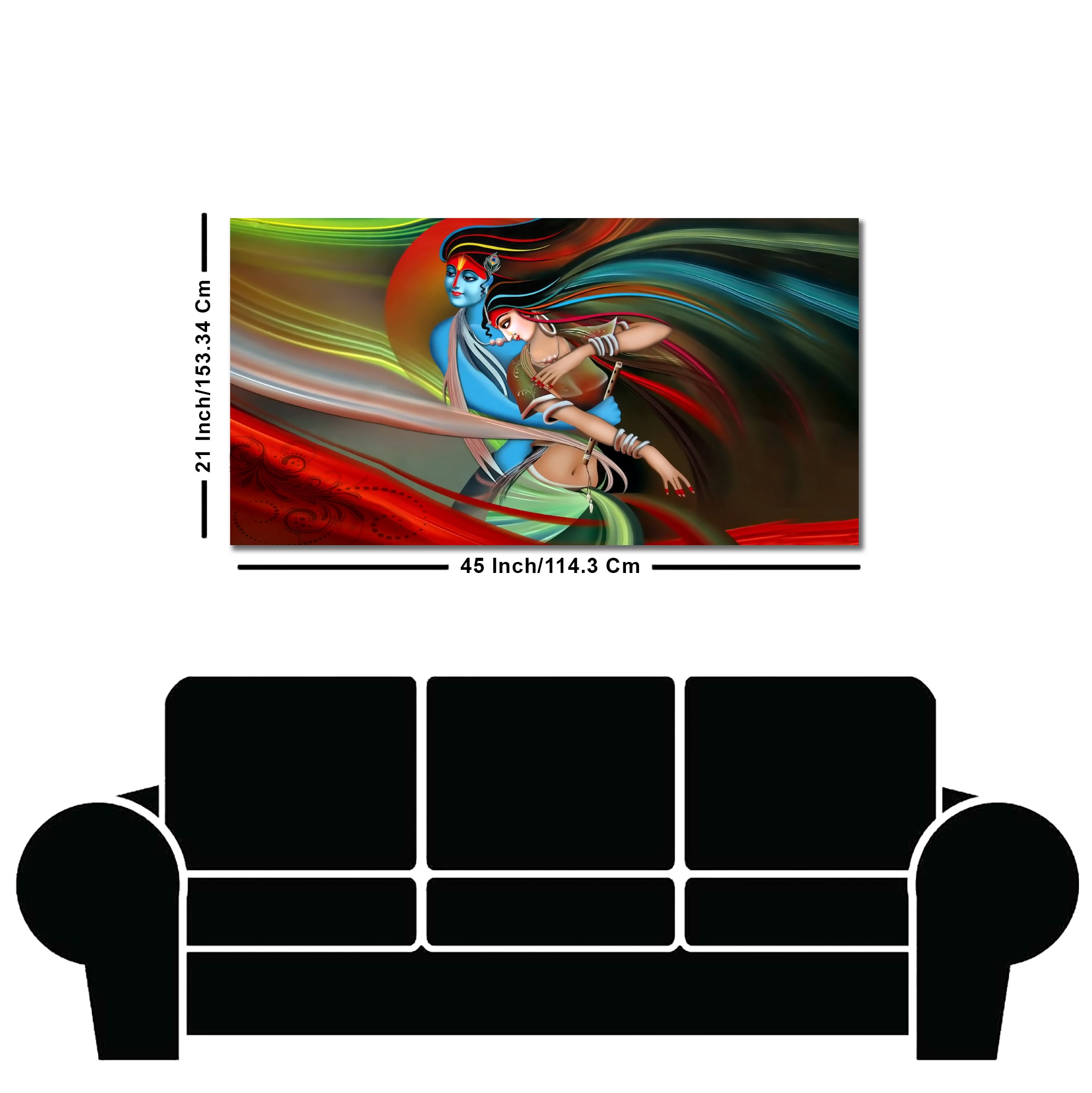 Lord Radha Krishna Musical Modern Art Canvas Wall Painting