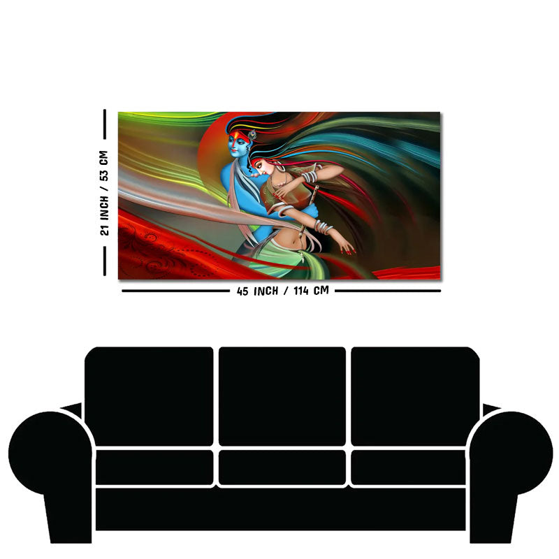 Lord Radha Krishna Musical Modern Art Canvas Wall Painting