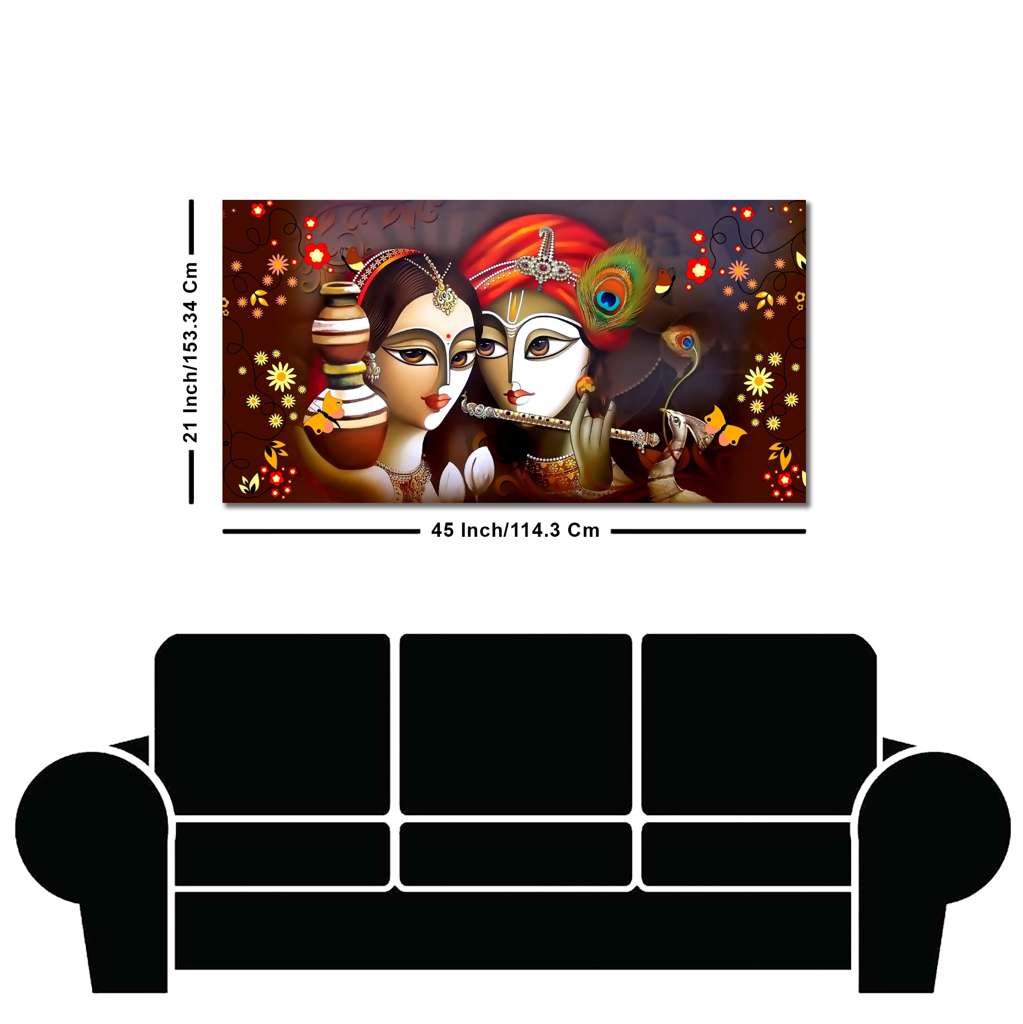 Beautiful Lord Radha Krishna with Flute Canvas Wall Painting