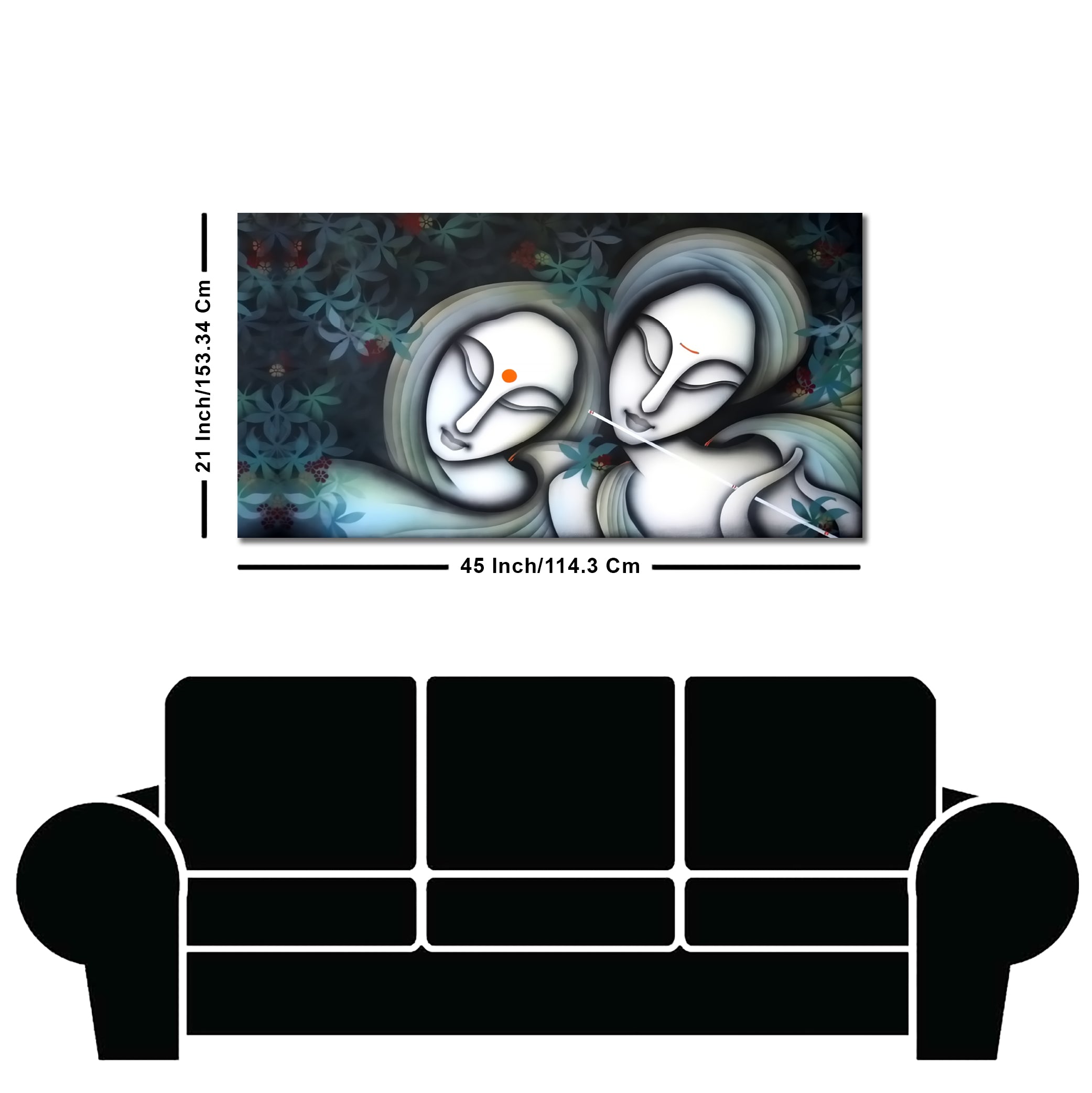 Radha Krishna Modern Grey Textured Canvas Wall Painting