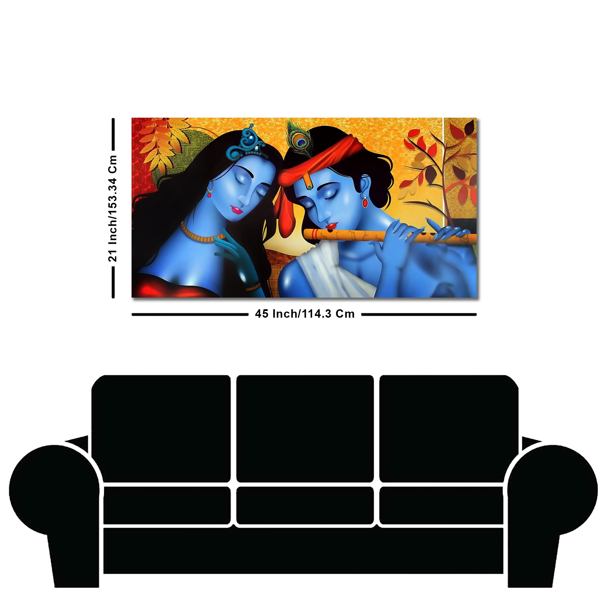 Beautiful Painting of Radha Krishna with Flute Canvas Wall Painting