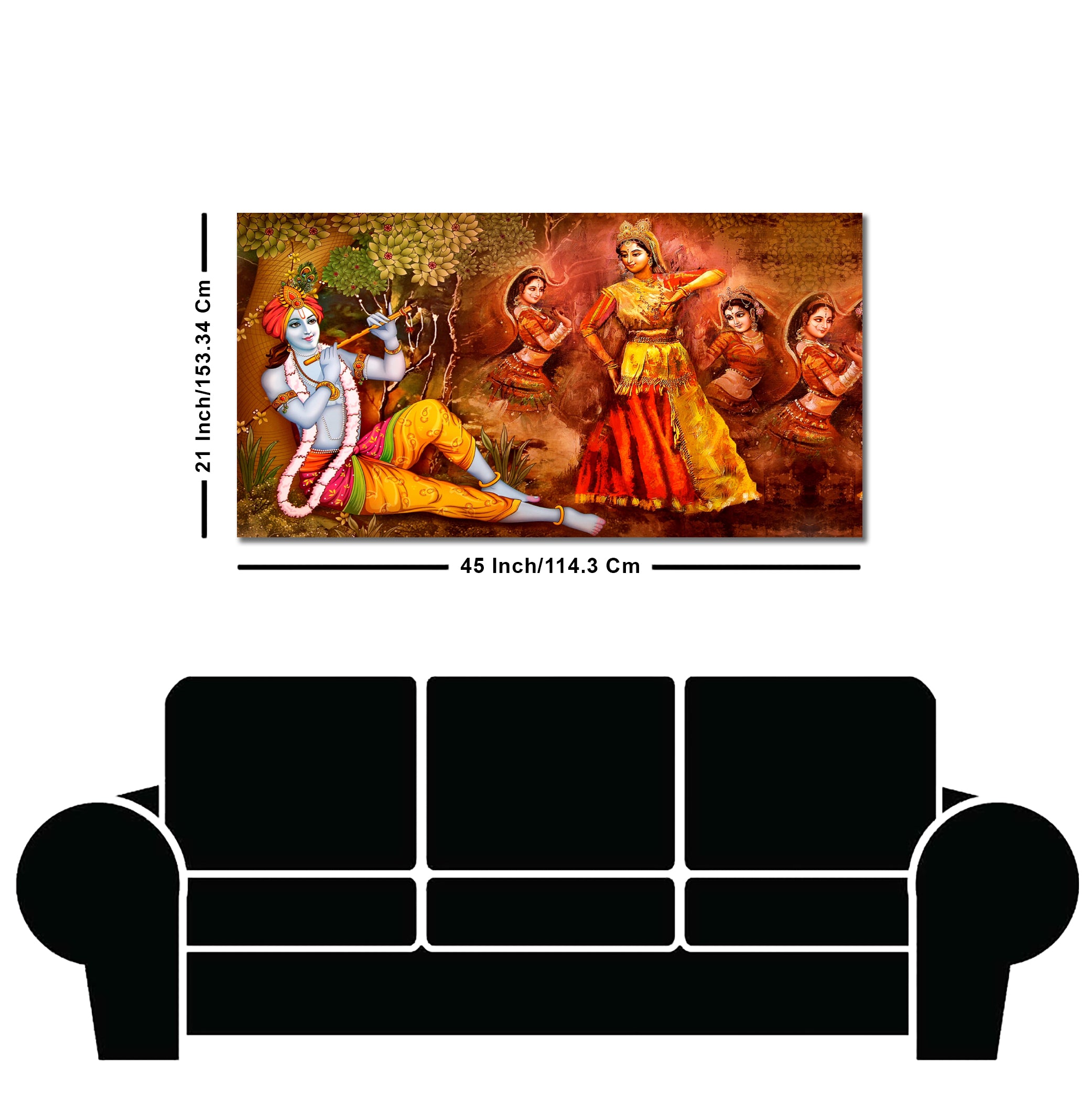Beautiful Lord Krishna Sitting Under the Tree Premium Canvas Wall Painting