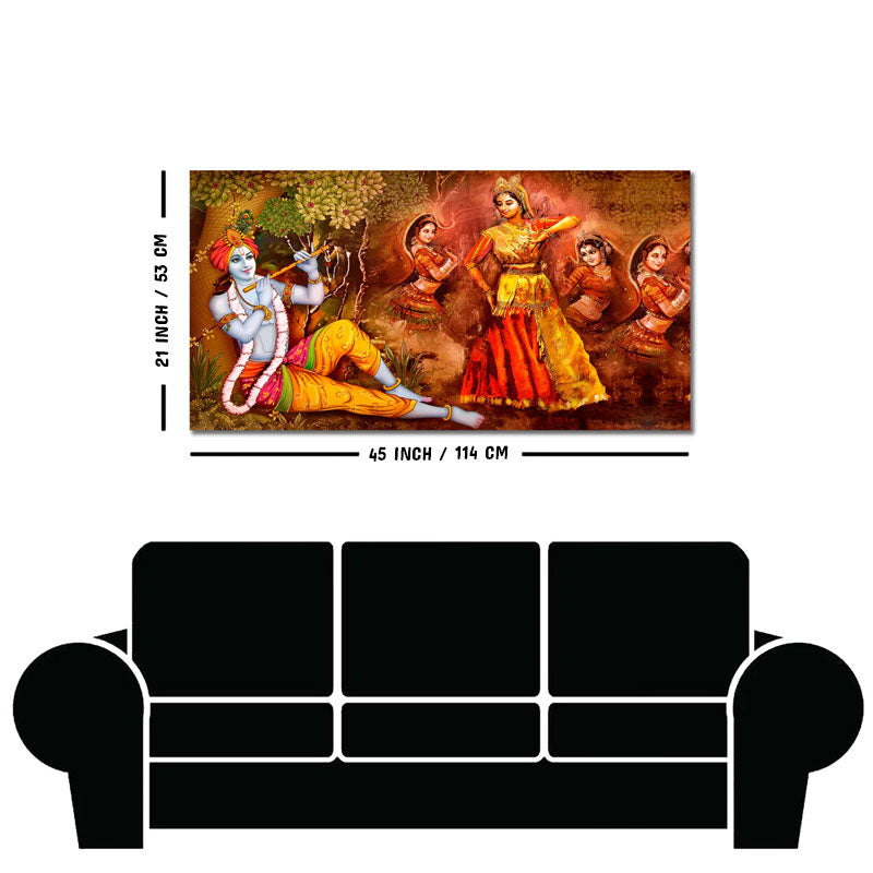 Beautiful Lord Krishna Sitting Under the Tree Premium Canvas Wall Painting