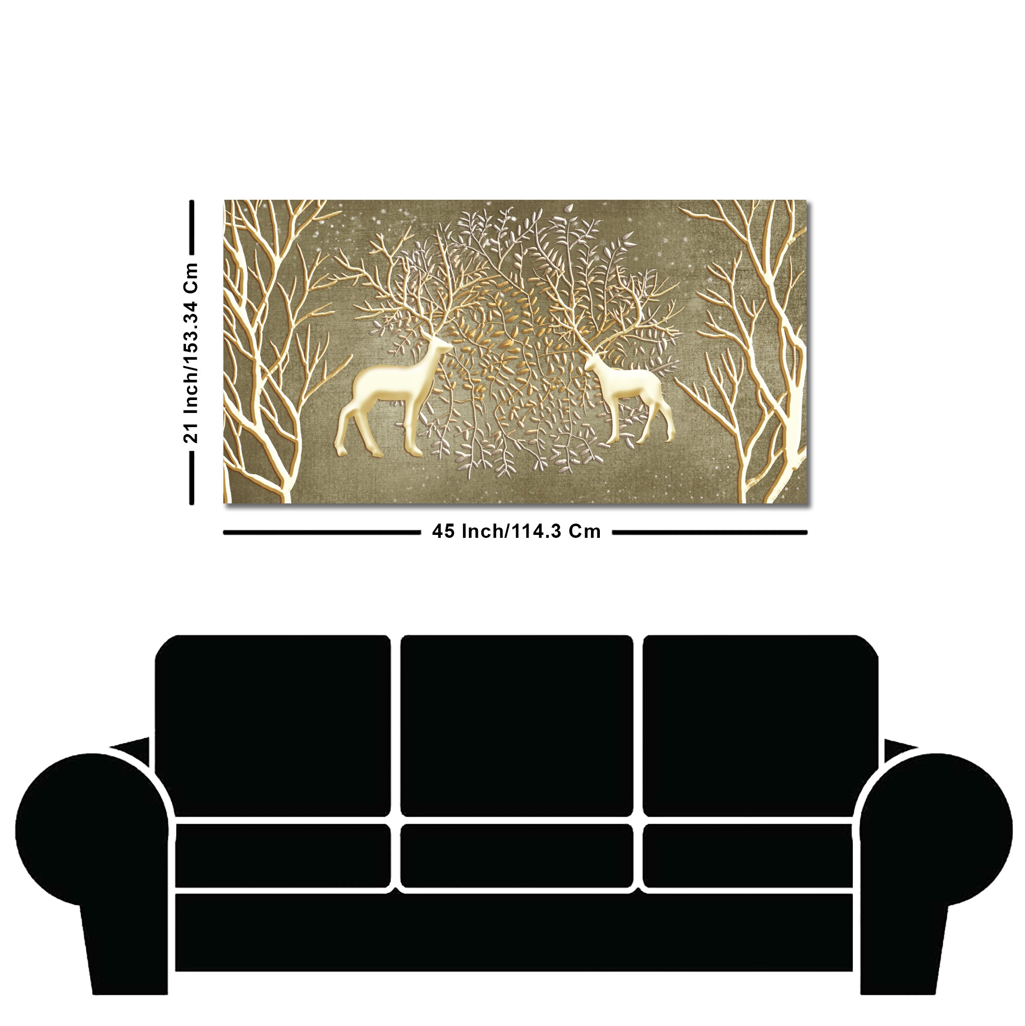 Swamp Deers in Forest Premium Canvas Wall Painting
