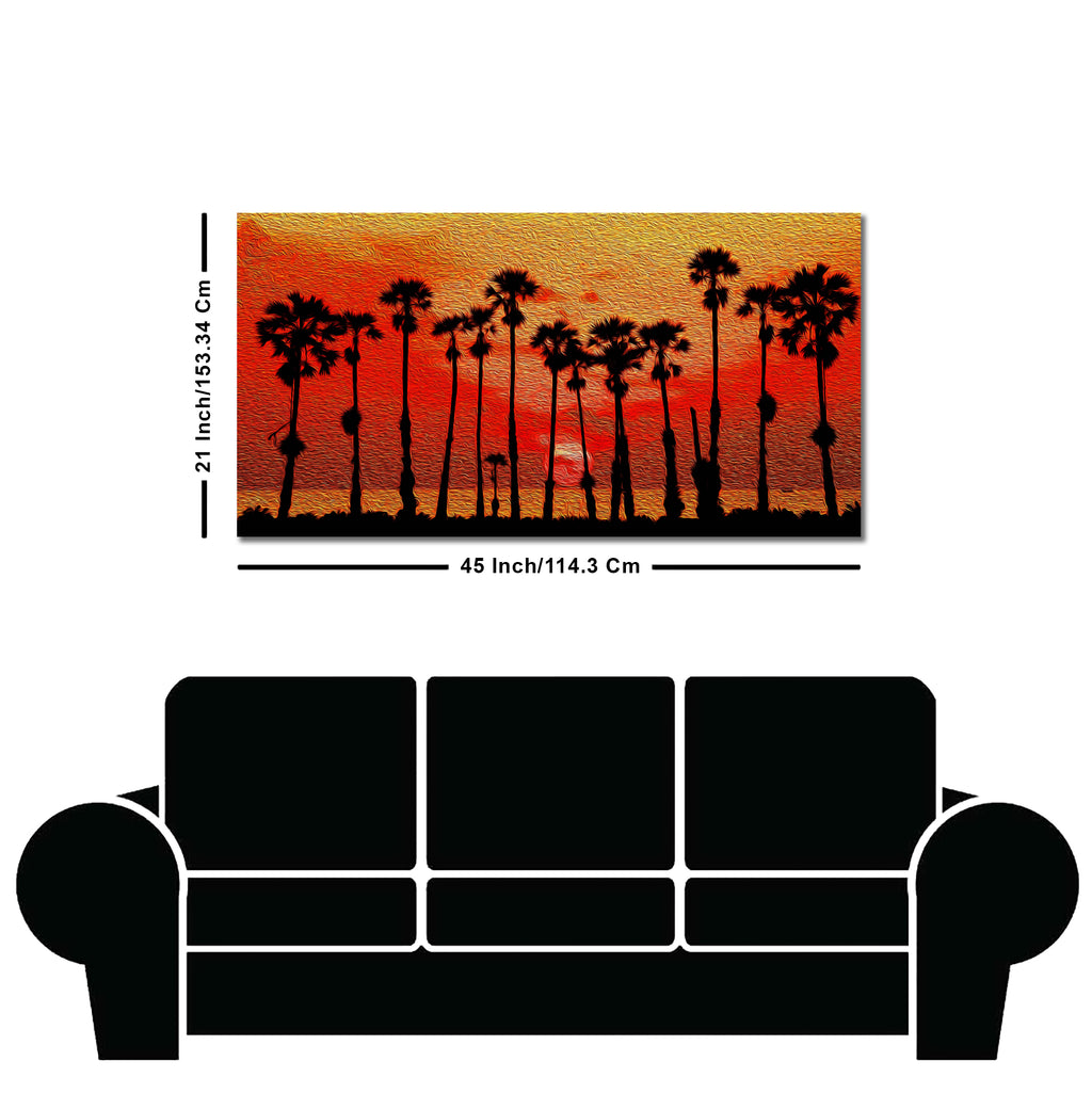 Beautiful Palm Tree on Sunset Canvas Wall Painting