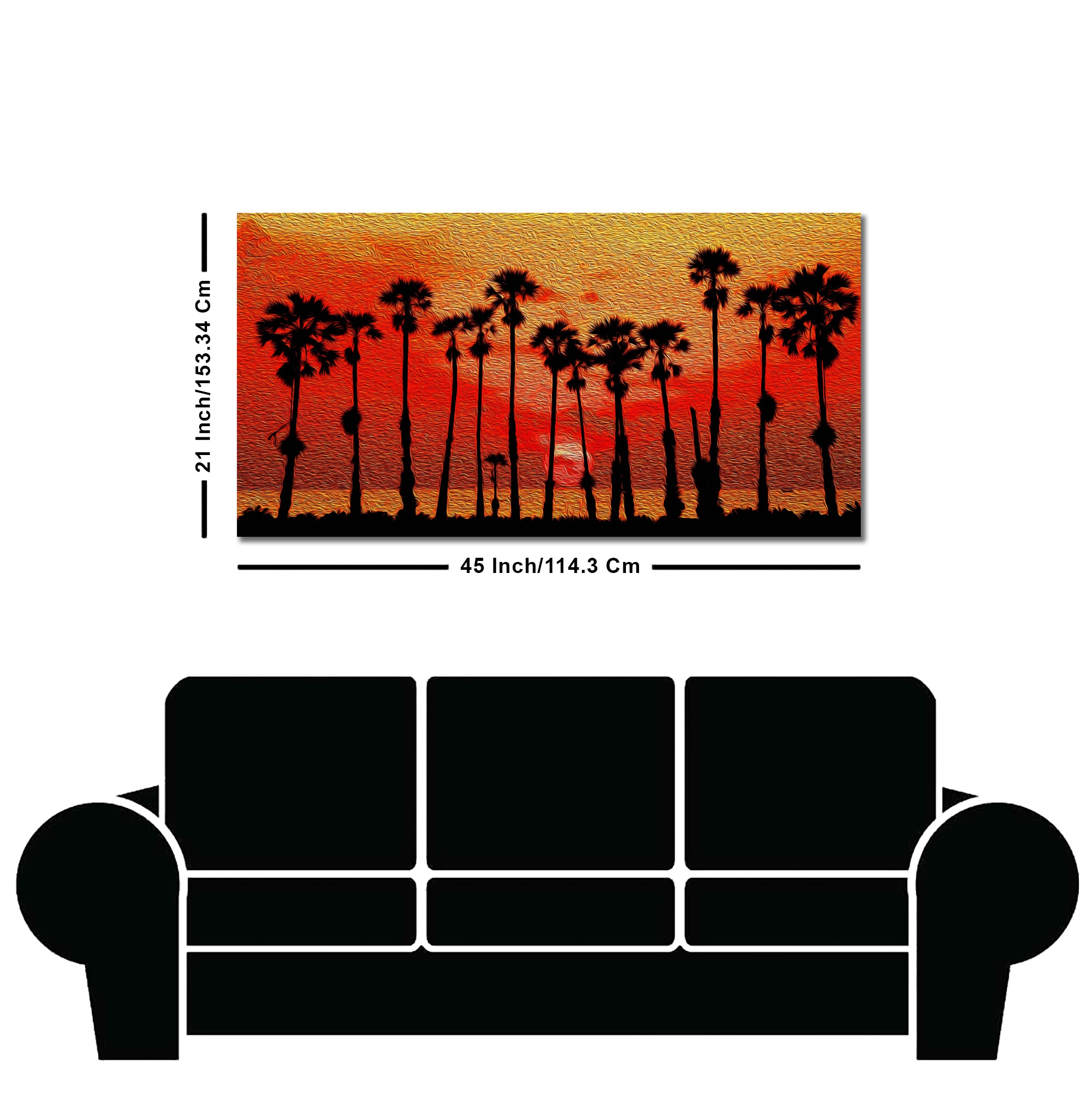 Beautiful Palm Tree on Sunset Canvas Wall Painting