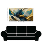 Beautiful Golden Flower and Waves Canvas Wall Painting