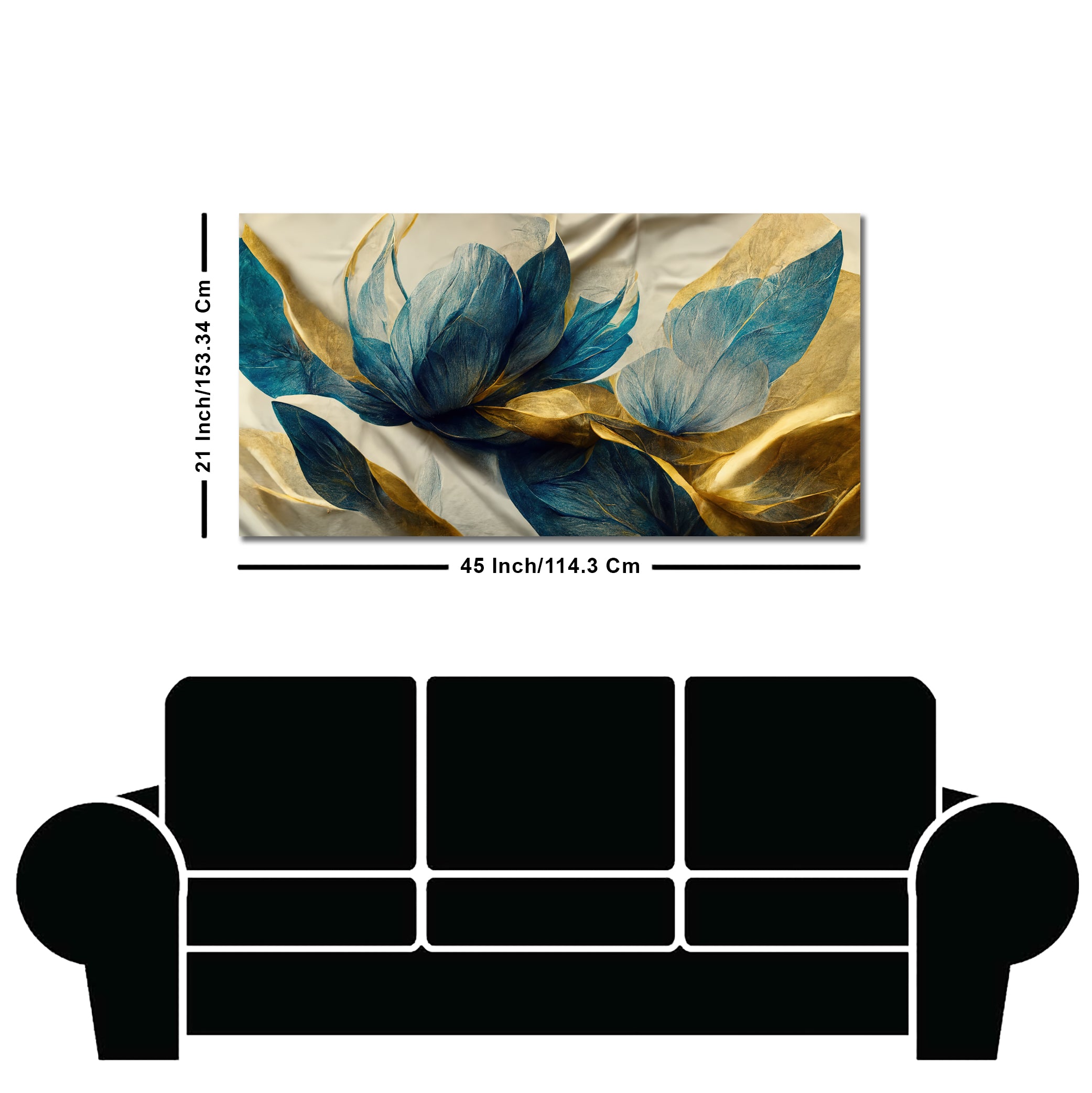 Beautiful Golden Flower and Waves Canvas Wall Painting