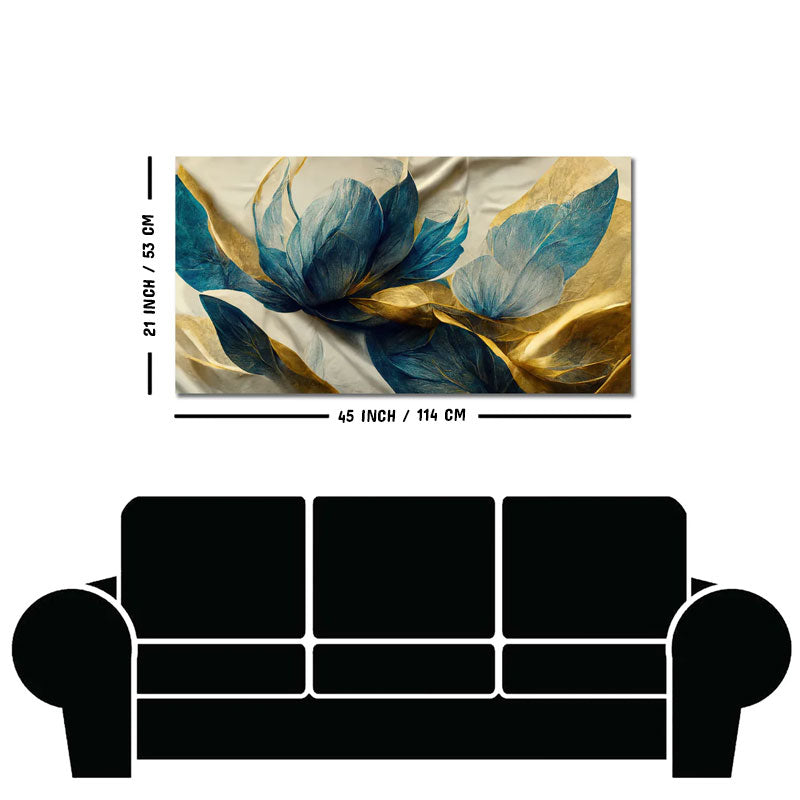 Beautiful Golden Flower and Waves Canvas Wall Painting