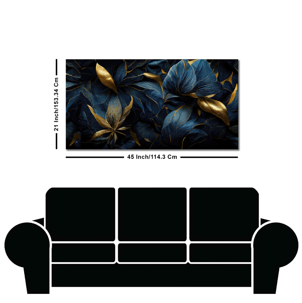 Golden Tropical leaves Canvas Wall Painting
