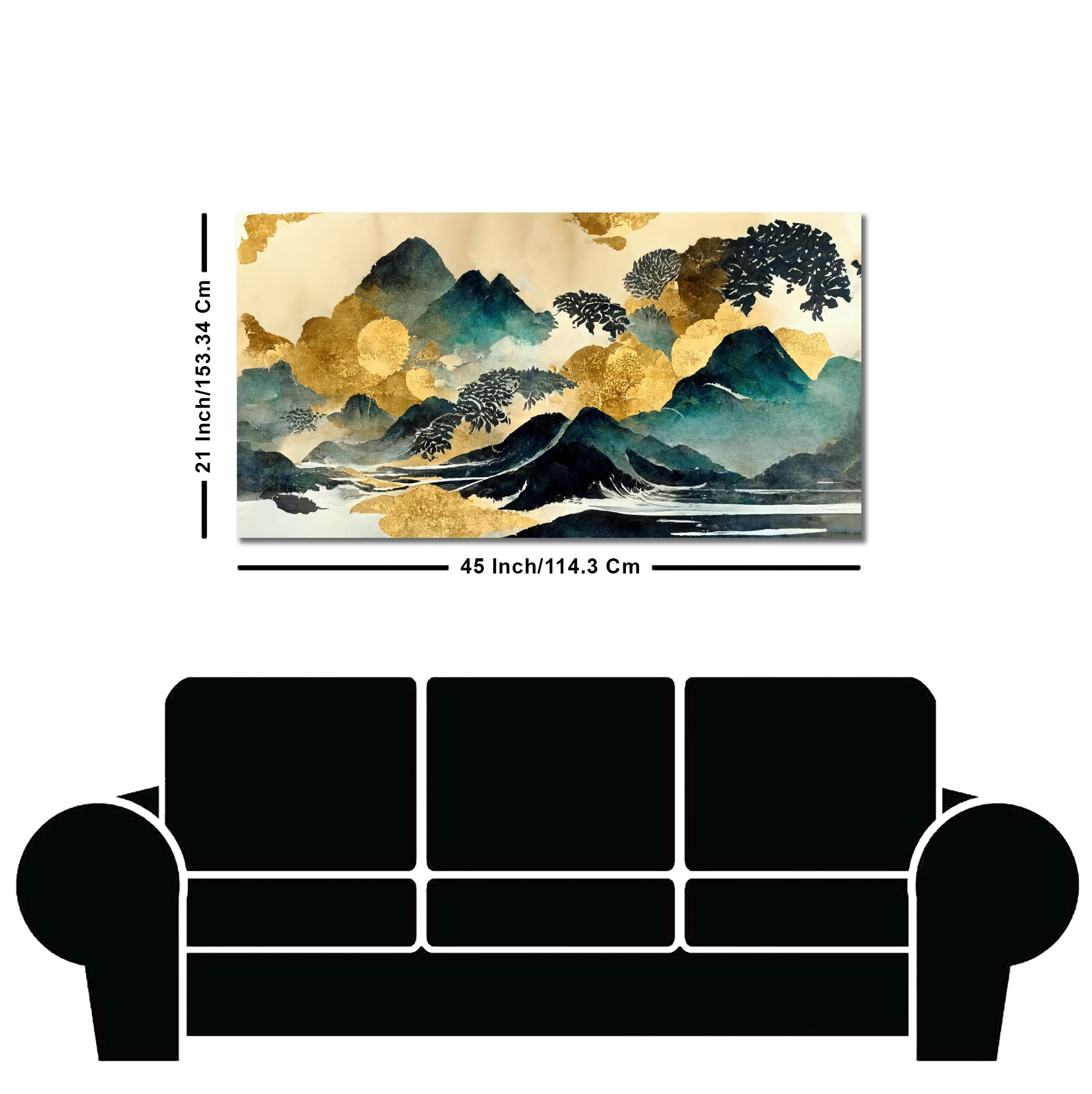 Golden Mountain Scenery of Mount Fuji Premium Canvas Wall Painting