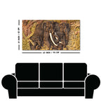 Elephant Family in the Forest Textured Art Premium Wall Painting