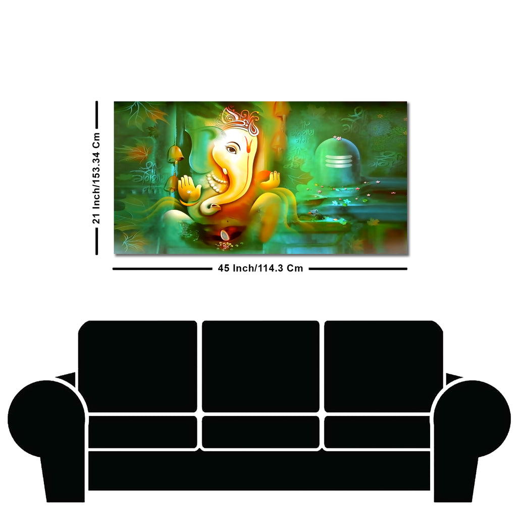 Auspicious Ganesh with Shiva lingam Canvas Wall Painting