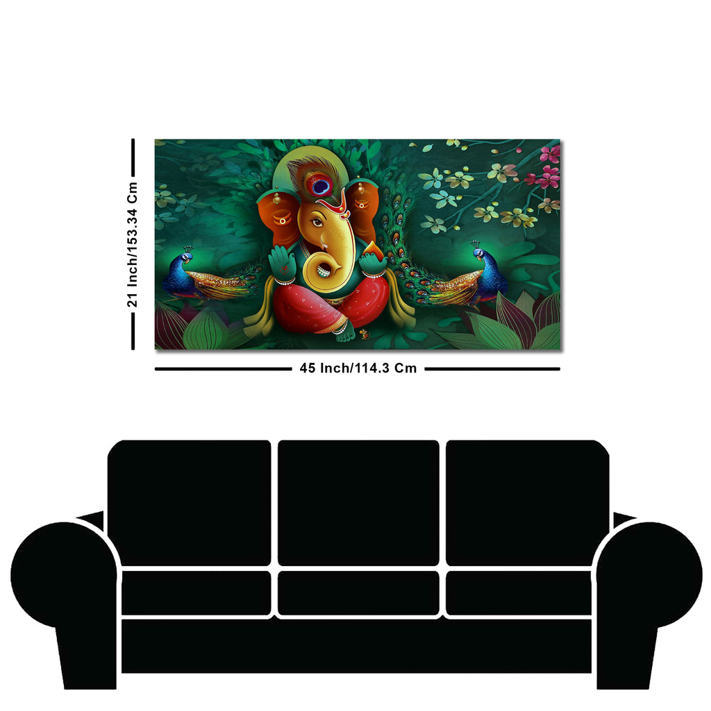 Auspicious Lord Ganesh Premium Canvas Wall Painting