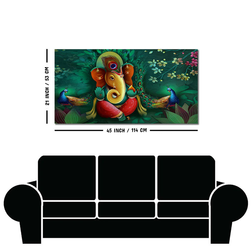 Auspicious Lord Ganesh Premium Canvas Wall Painting