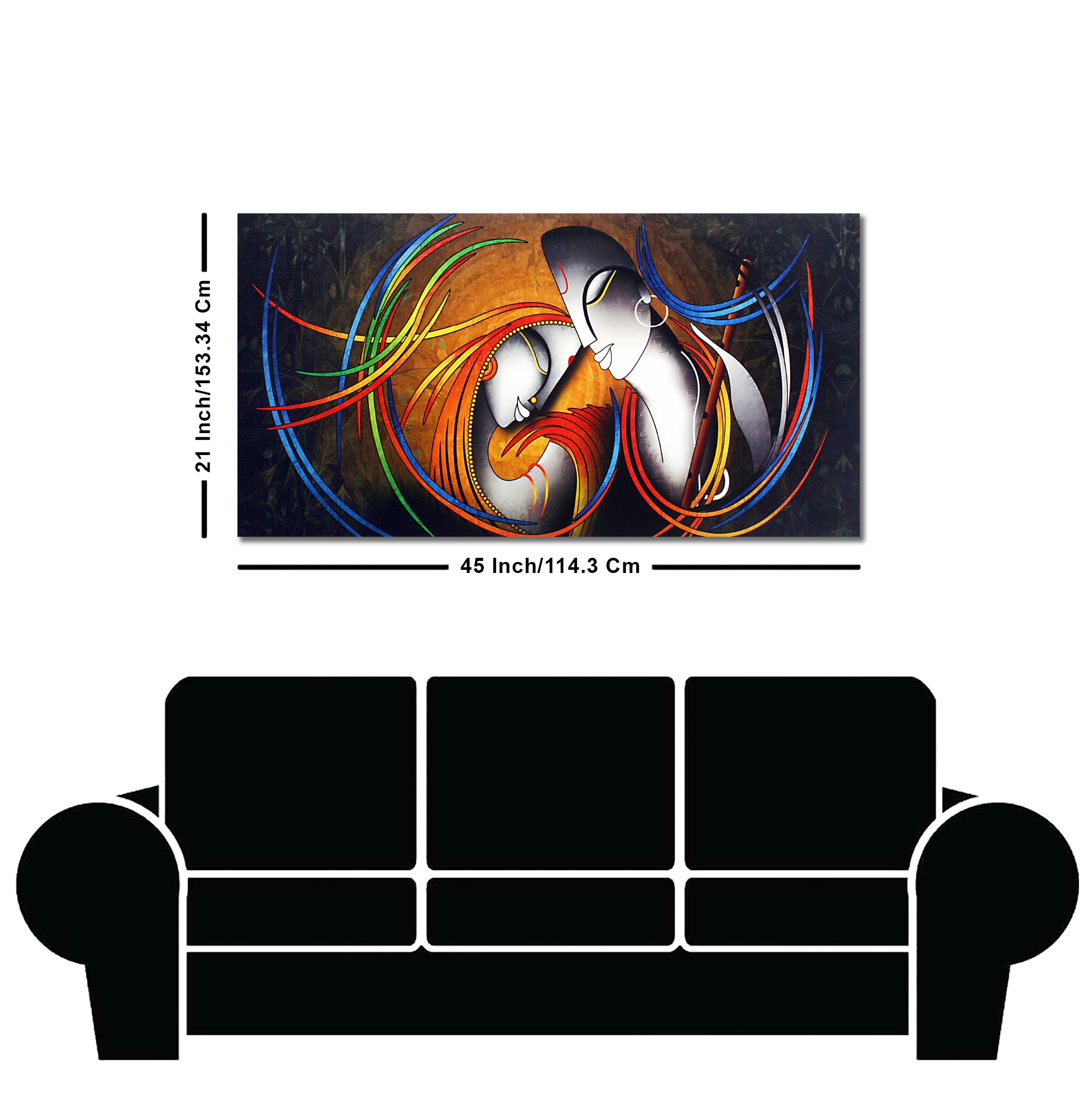 Radha Krishna Face Abstract Texture Canvas Wall Painting