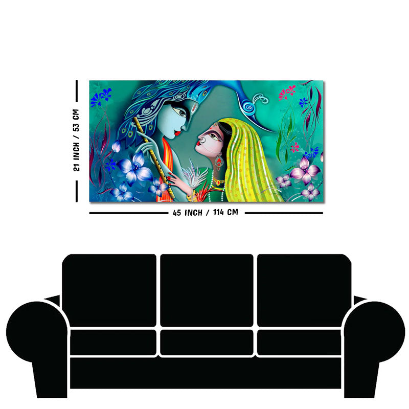 Beautiful Radha Krishna in Garden Canvas Wall Painting