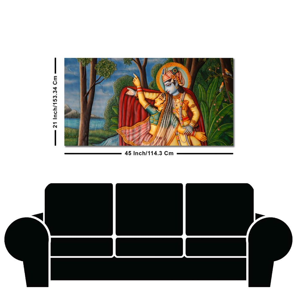 Radha Krishna Madhubani Premium Canvas Wall Painting