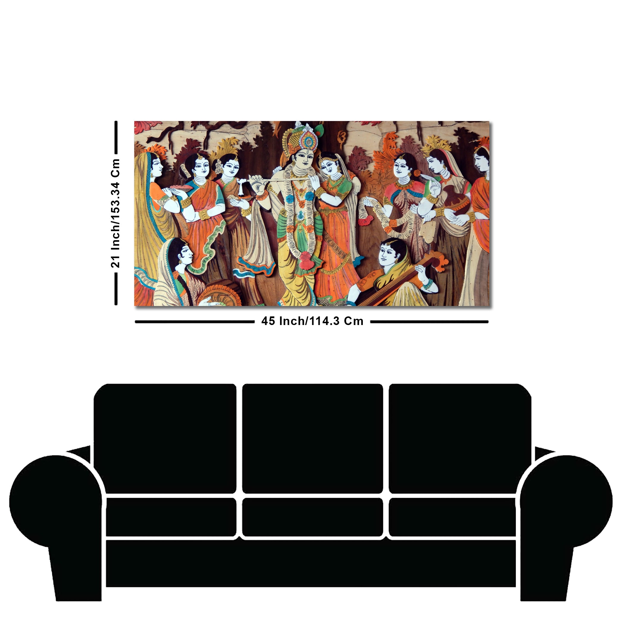 Radha Krishna with Bansuri Canvas Wall Painting