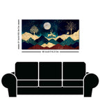 Luxurious Modern Art of Mountains and Golden Tropical leaves Canvas Wall Painting Premium Wall Painting