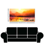Beautiful Swans in Lake at Sunset Wall Painting
