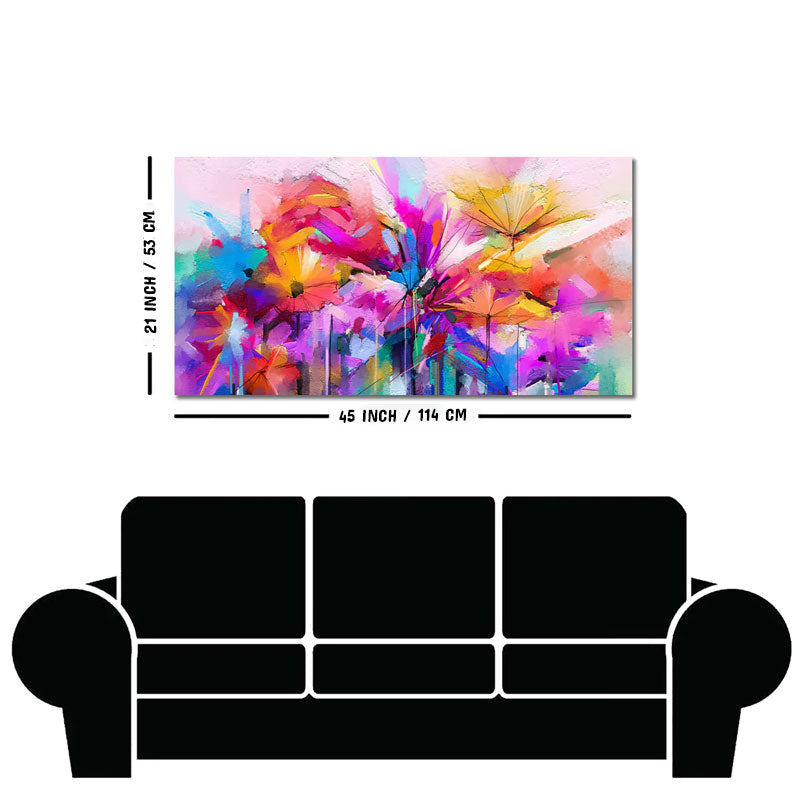 Abstract Colorful Acrylic Painting of Spring Flower