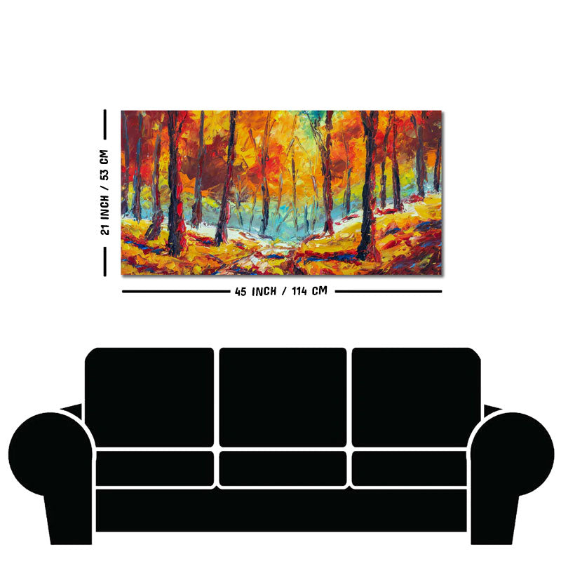 Nature Wall Painting of Colorful Autumn Season Forest