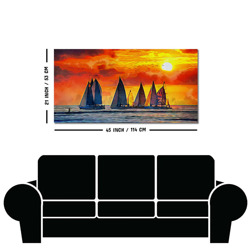 Beautiful Seascape with Sunset Canvas Wall Painting