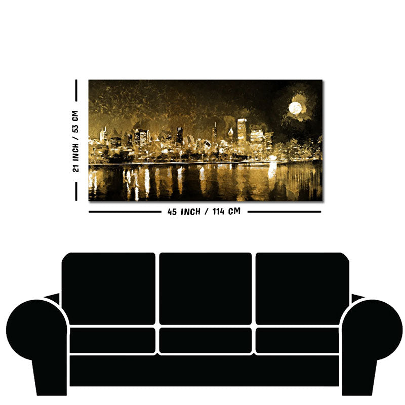 Skyline Night view Premium Canvas Wall Painting