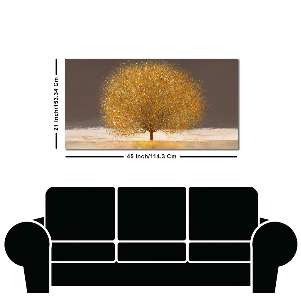 Golden Tree with Elements of gold textures Wall Painting