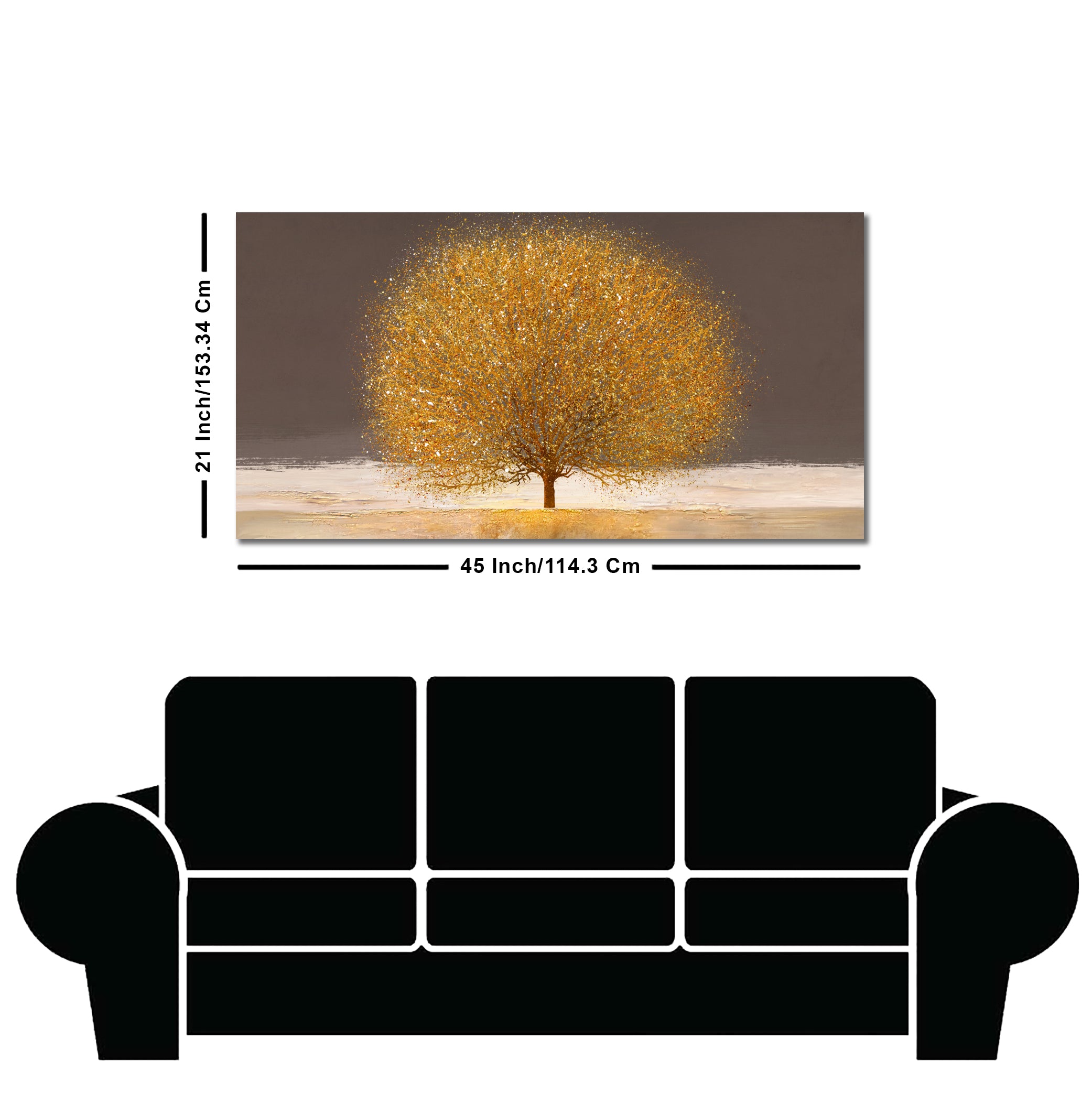 Golden Tree with Elements of gold textures Wall Painting