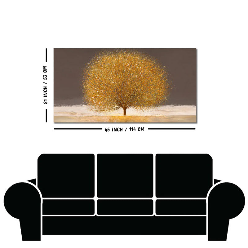 Golden Tree with Elements of gold textures Wall Painting