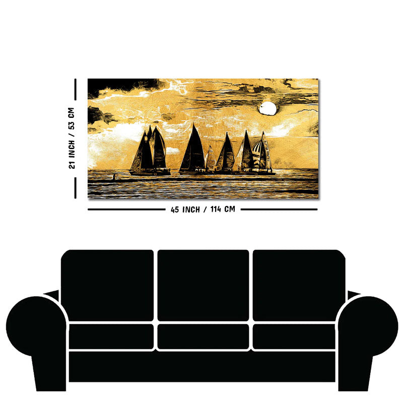 Beautiful Seascape with Boats Canvas Wall Painting