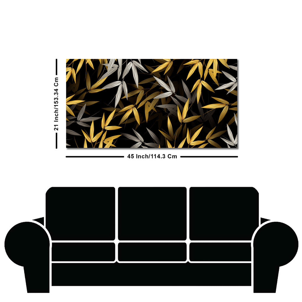 Realistic Golden Bamboo Leaves Canvas Wall Painting