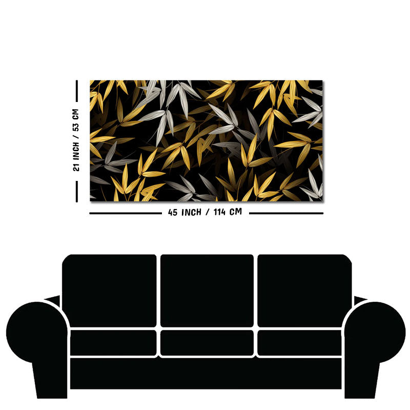 Realistic Golden Bamboo Leaves Canvas Wall Painting
