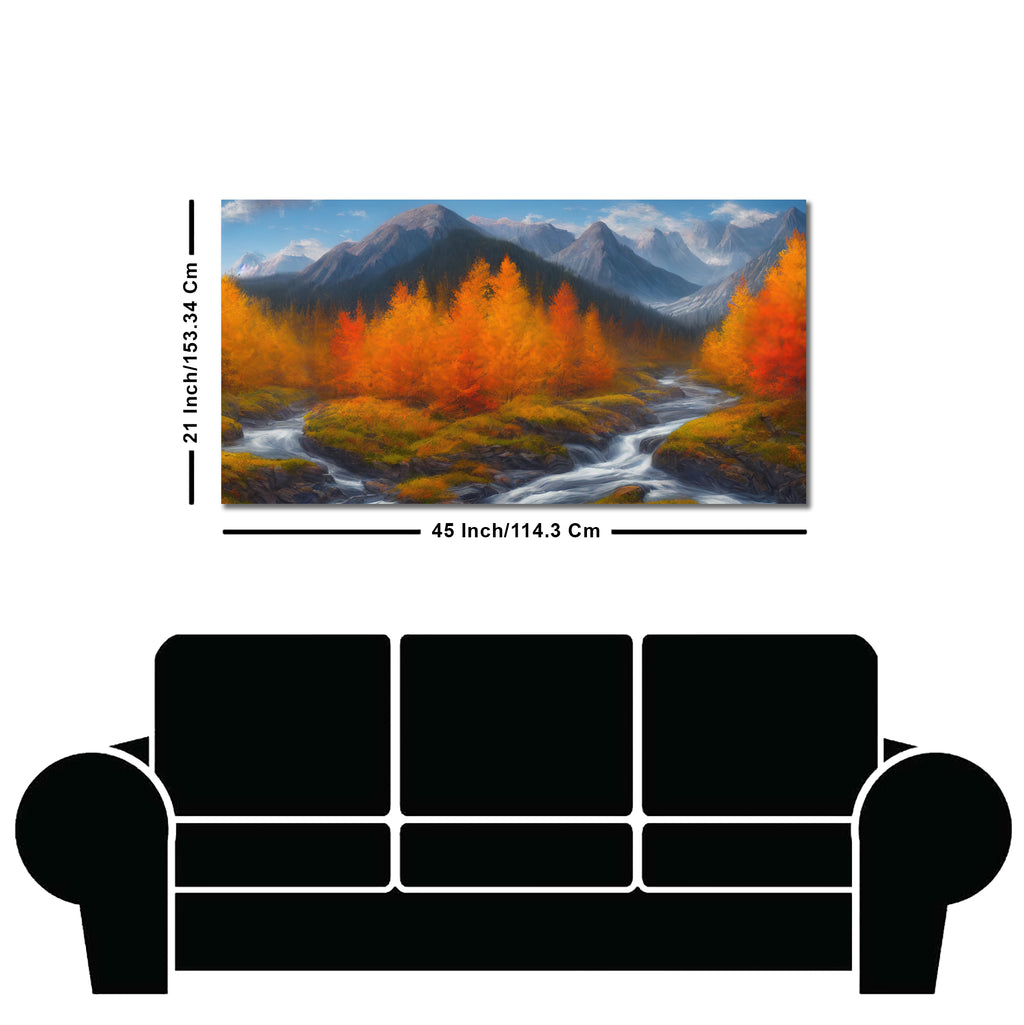 Beautiful Mountains with Autumn foliage of Trees Canvas Wall Painting