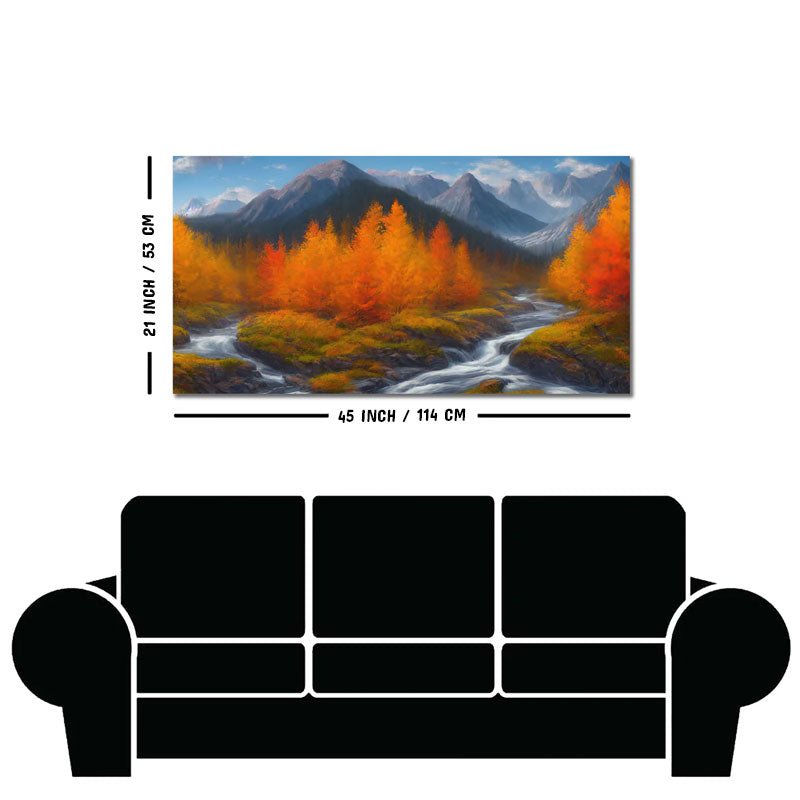 Beautiful Mountains with Autumn foliage of Trees Canvas Wall Painting