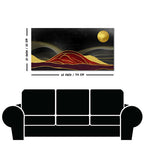 Golden Mountains lines Art with Moon Canvas Wall Painting