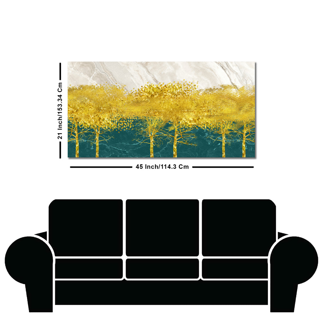 Abstract Forest with Golden Tree Premium Canvas Wall Painting