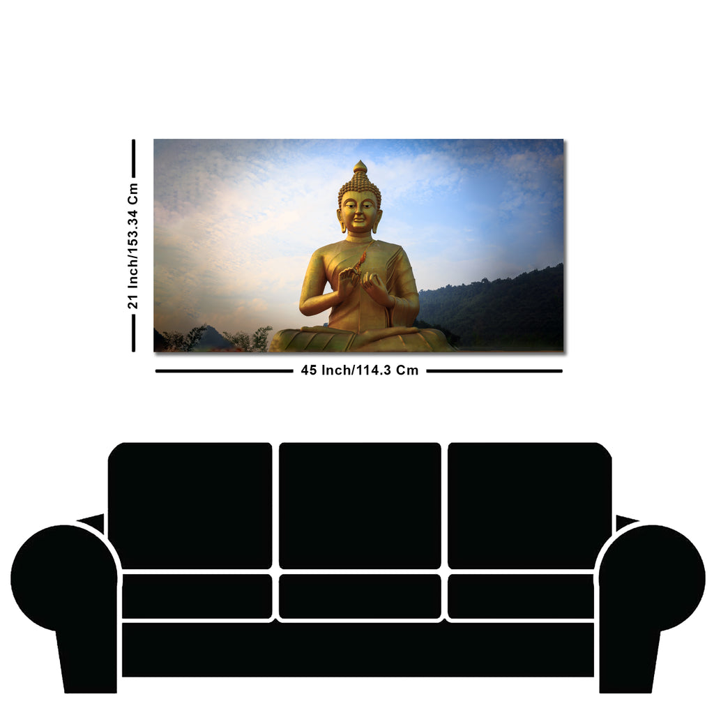Lord Golden Buddha Meditating Canvas Wall Painting