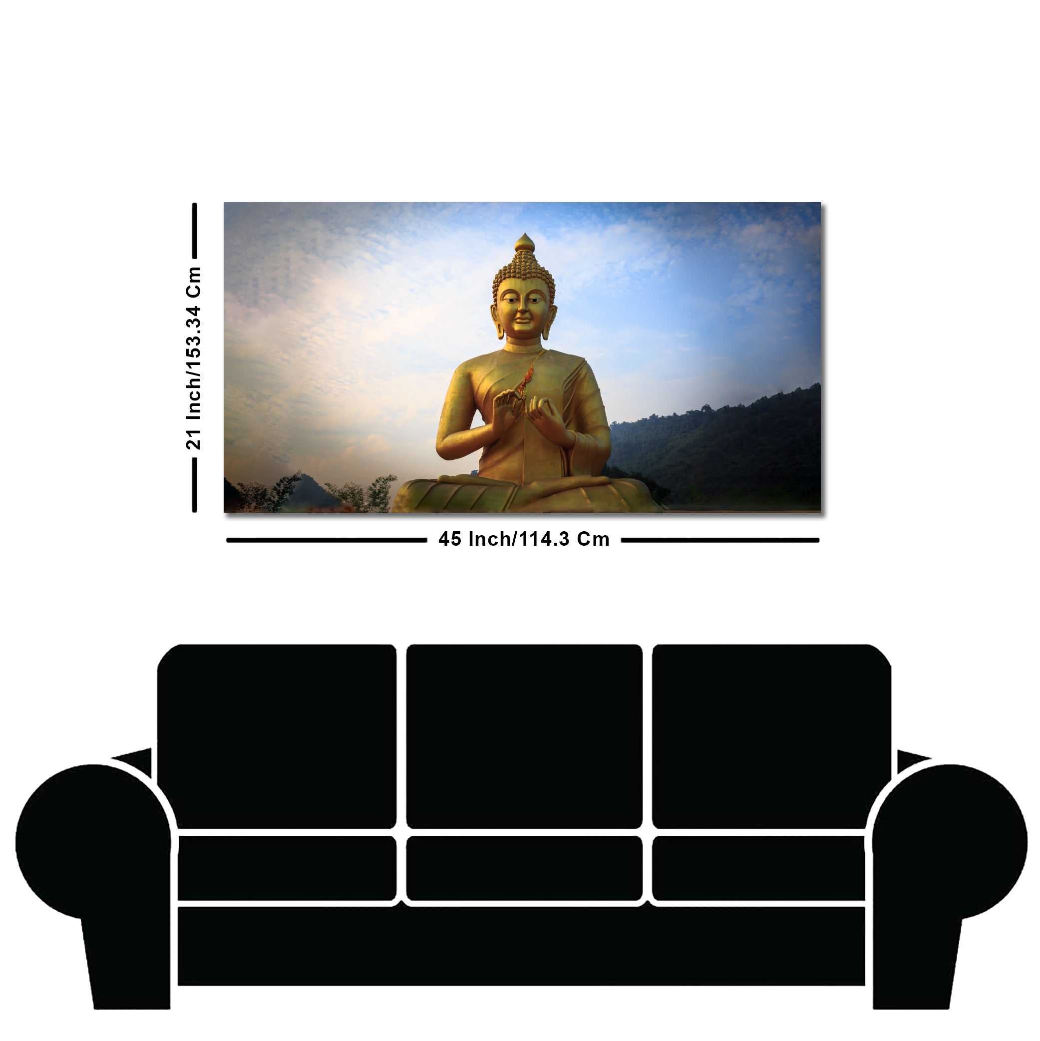 Lord Golden Buddha Meditating Canvas Wall Painting