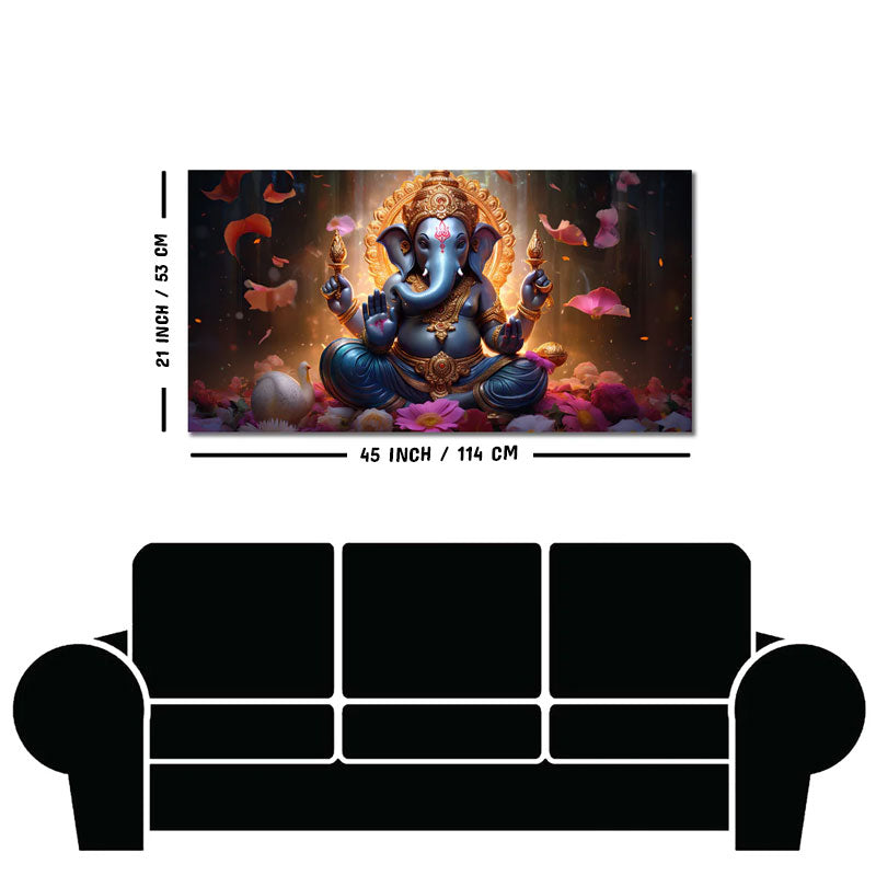 Vighnaharta Lord Ganpati Premium Canvas Wall Painting