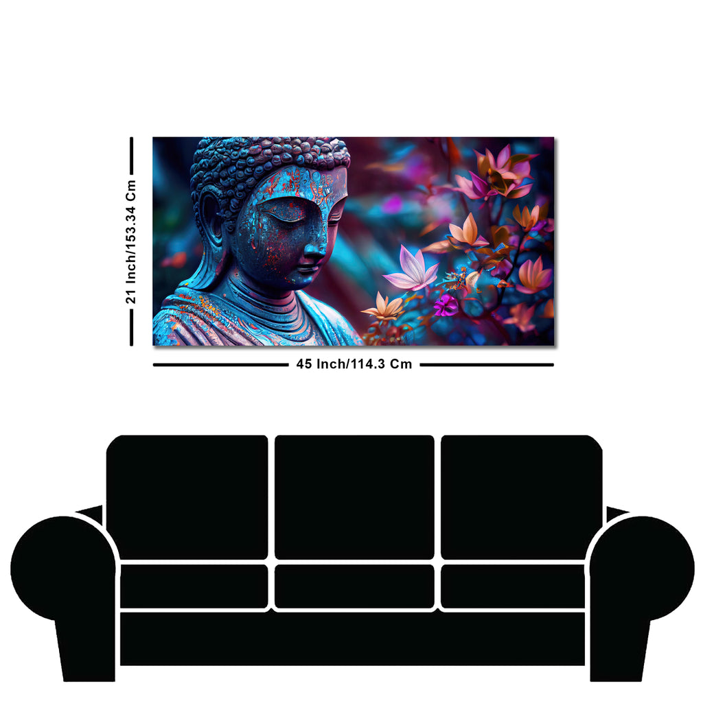 Lord Gautam Buddha Floral Art Canvas Wall Painting
