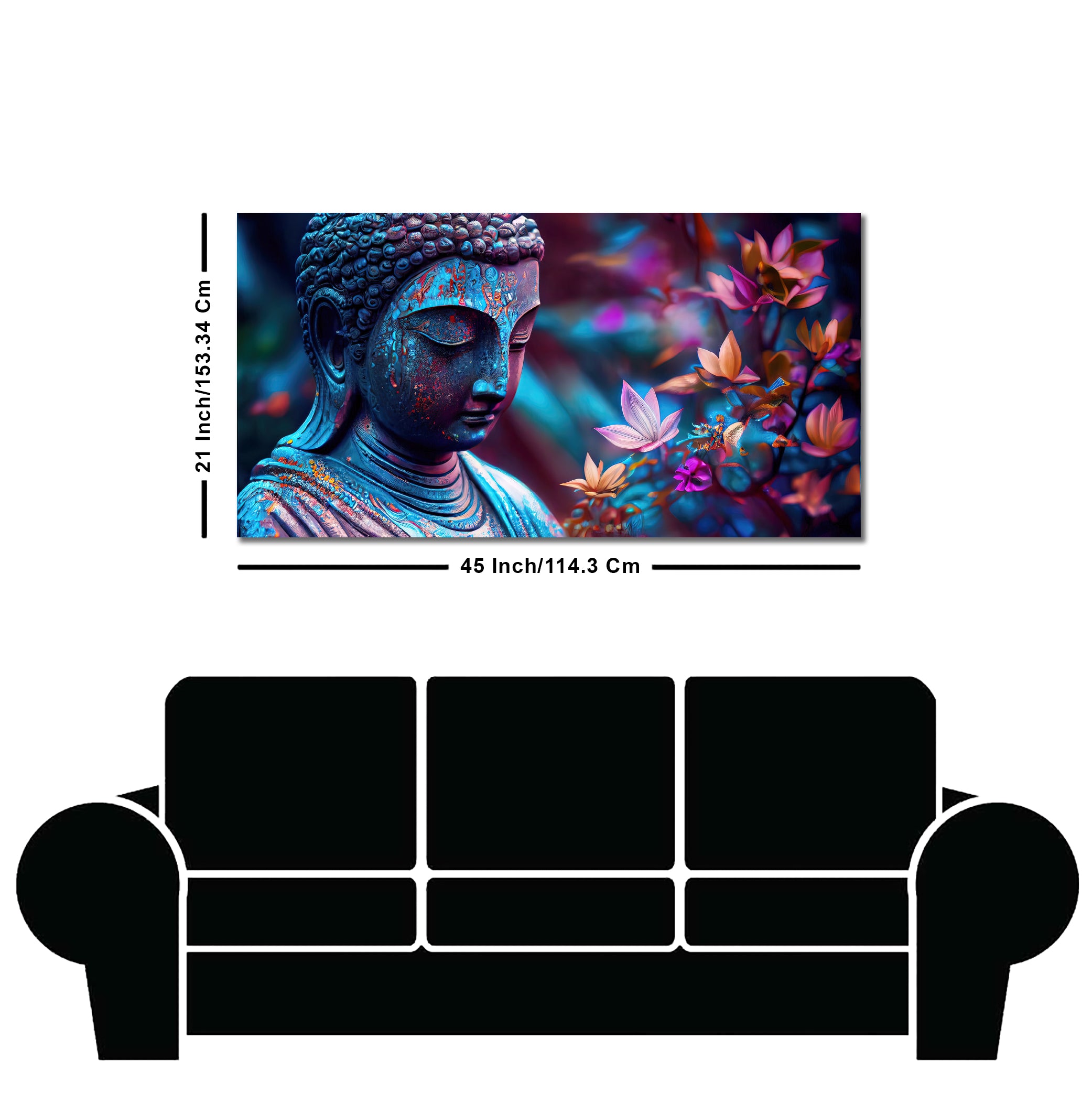 Lord Gautam Buddha Floral Art Canvas Wall Painting