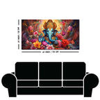 Auspicious Ganpati Floral Premium Canvas Wall Painting