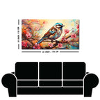Little Sparrow with bright colored Flower Canvas Wall Painting