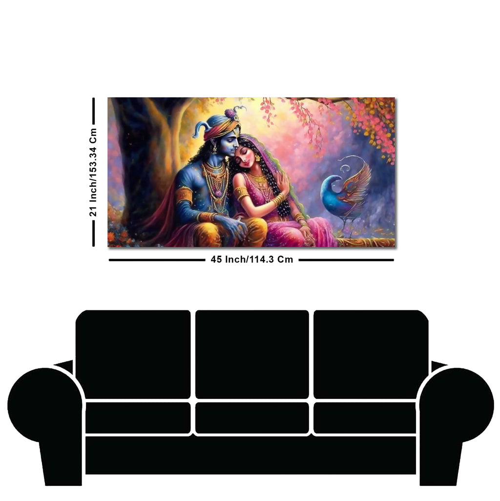 Divine Radha with Krishna Beautiful Canvas Wall Painting
