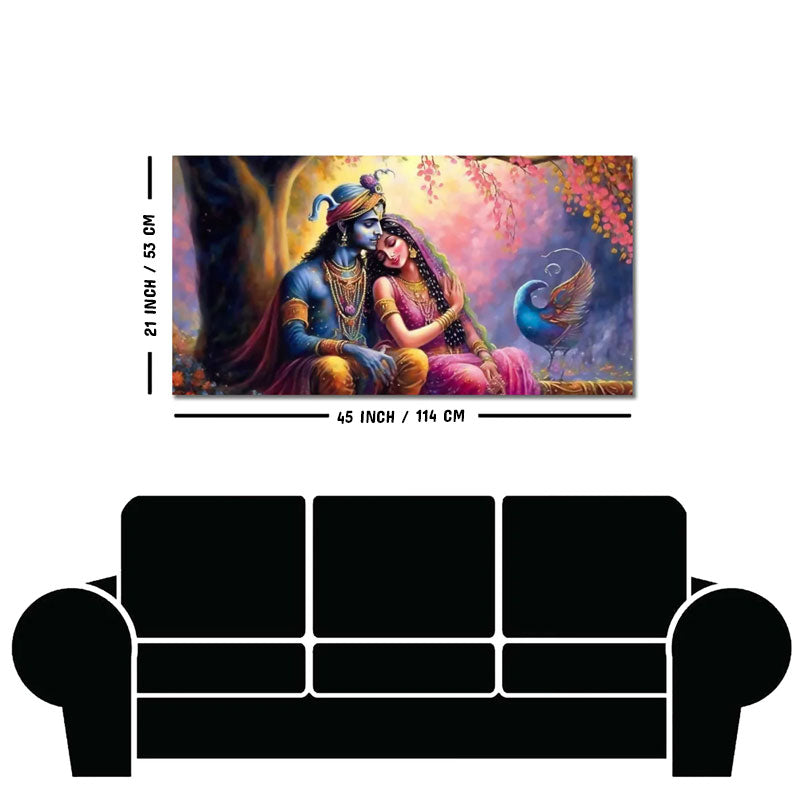Divine Radha with Krishna Beautiful Canvas Wall Painting