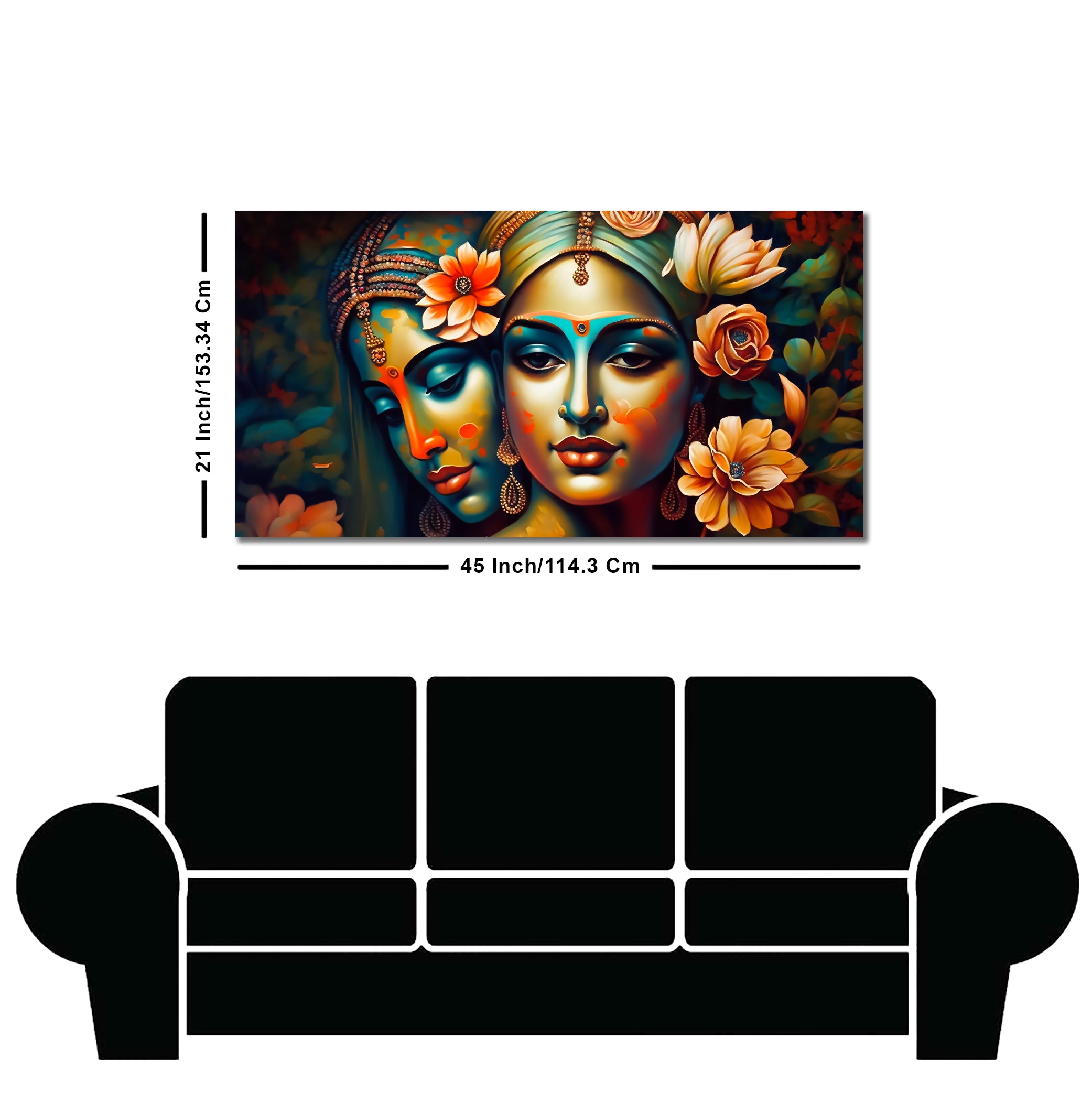 Lord Radha Krishna Face Artistic Art Canvas Wall Painting