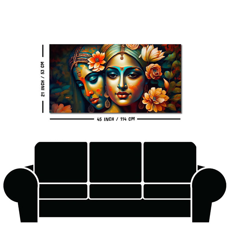 Lord Radha Krishna Face Artistic Art Canvas Wall Painting